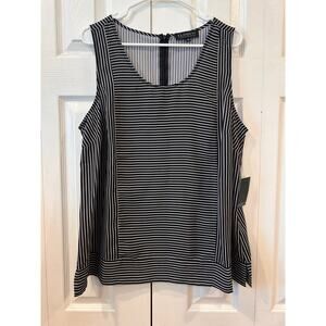 Eloquii Black/White Stripes Sleeveless Blouse Size 16 NWT